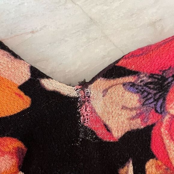 Free People Tegan Printed Long-Sleeve Mini Dress In Black Combo Size 4 - Picture 10 of 11